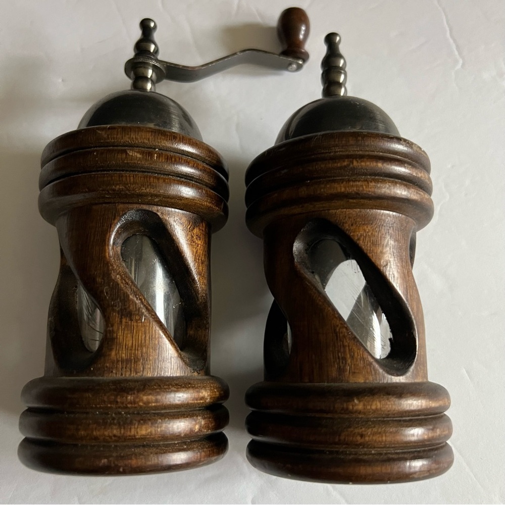 Vintage Wooden Pepper Mills & Salt Shaker